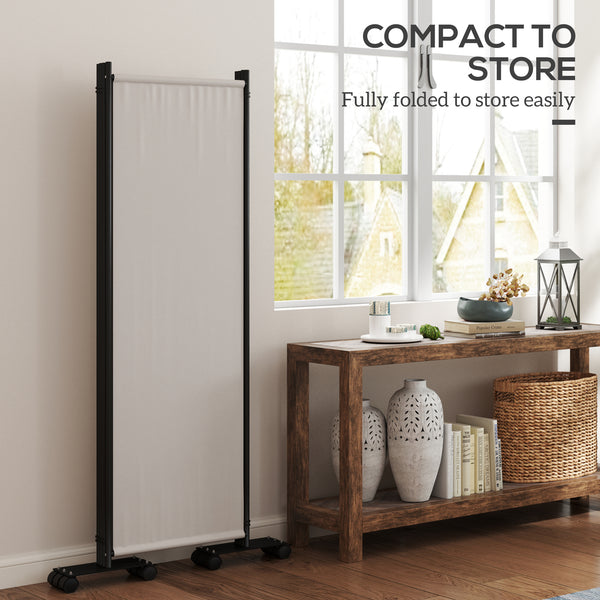 Paravent pliable avec roulettes, blanc crème