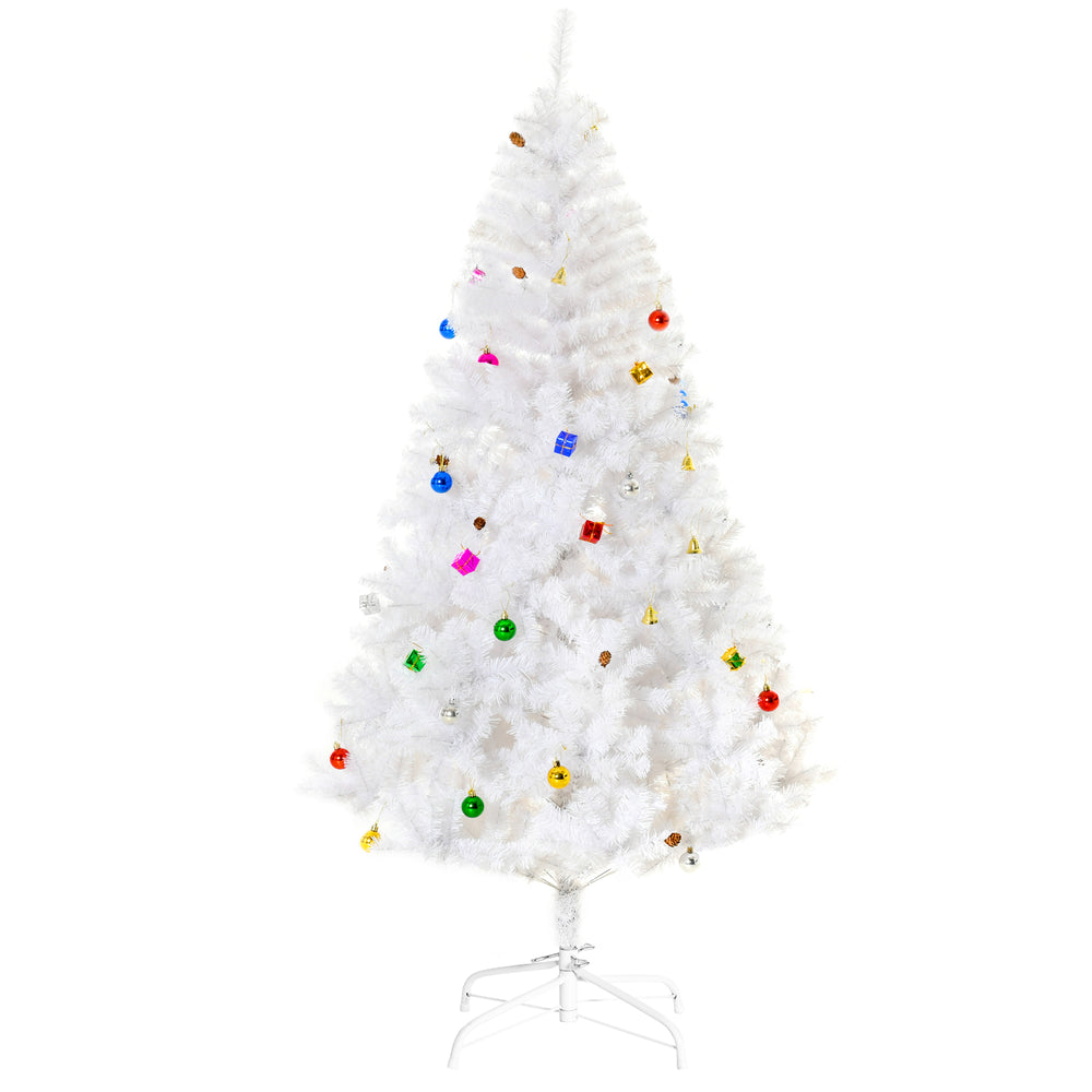Sapin de Noël artificiel blanc de 6 pieds avec ornement