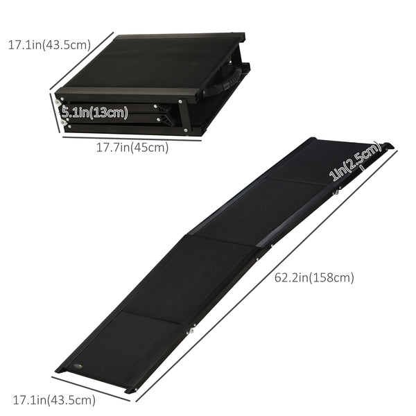 Lightweight portable folding pet ramp, black