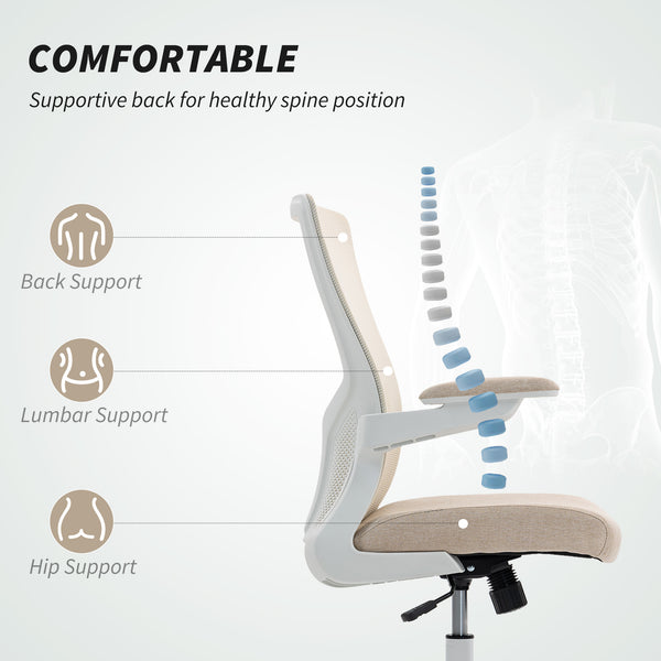 Ergonomic office chair with lumbar support, beige