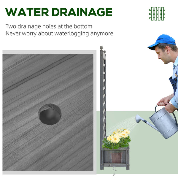 Raised planter with trellis for climbing plants, grey