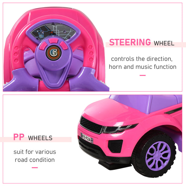 Voiture à pousser 2 en 1 pour enfant, rose