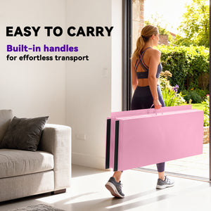Soozier 4'x6'x2'' Folding Gymnastics Tumbling Mat, Exercise Mat with Carrying Handles for Yoga, MMA, Martial Arts, Pink