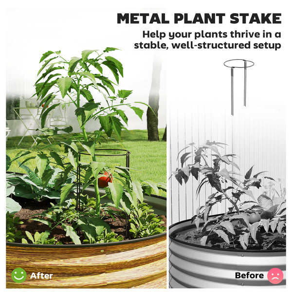 Jardinière d'extérieur surélevée en acier galvanisé avec tuteur en métal, aspect bois brun