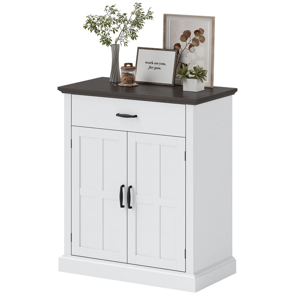 Buffet de rangement avec tiroir, 2 portes et tablette ajustable – Blanc