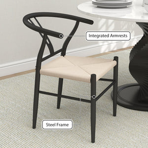 Ensemble de 2 chaises de salle à manger en tissu tressé, style moderne