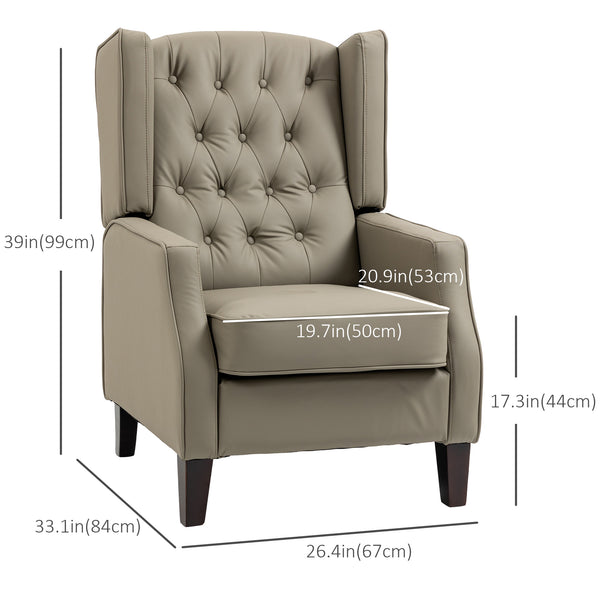 Fauteuil d'appoint moderne en similicuir avec rembourrage épais, kaki