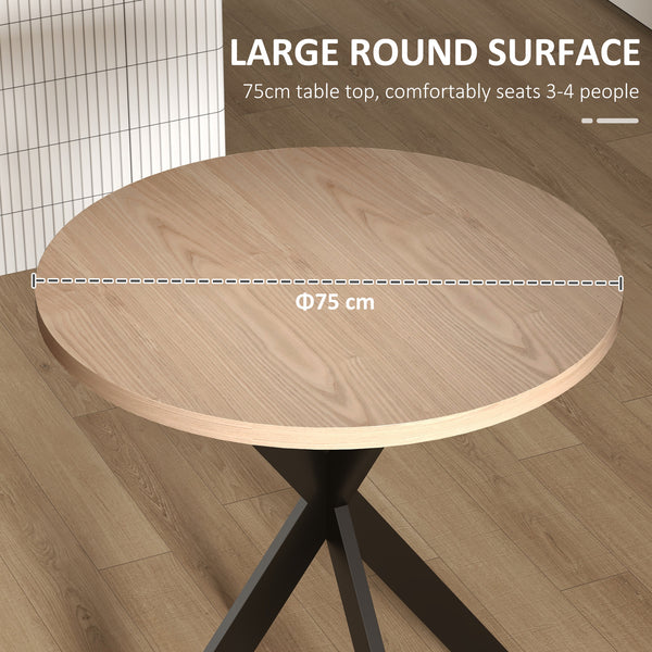 Table de salle à manger de 29 po ronde contemporaine avec pieds en acier, marron
