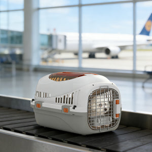 Hard-Sided Travel Pet Carrier, Plastic Dog and Cat Kennel for Small Dogs and Cats, Portable Crate with Steel Wire Door