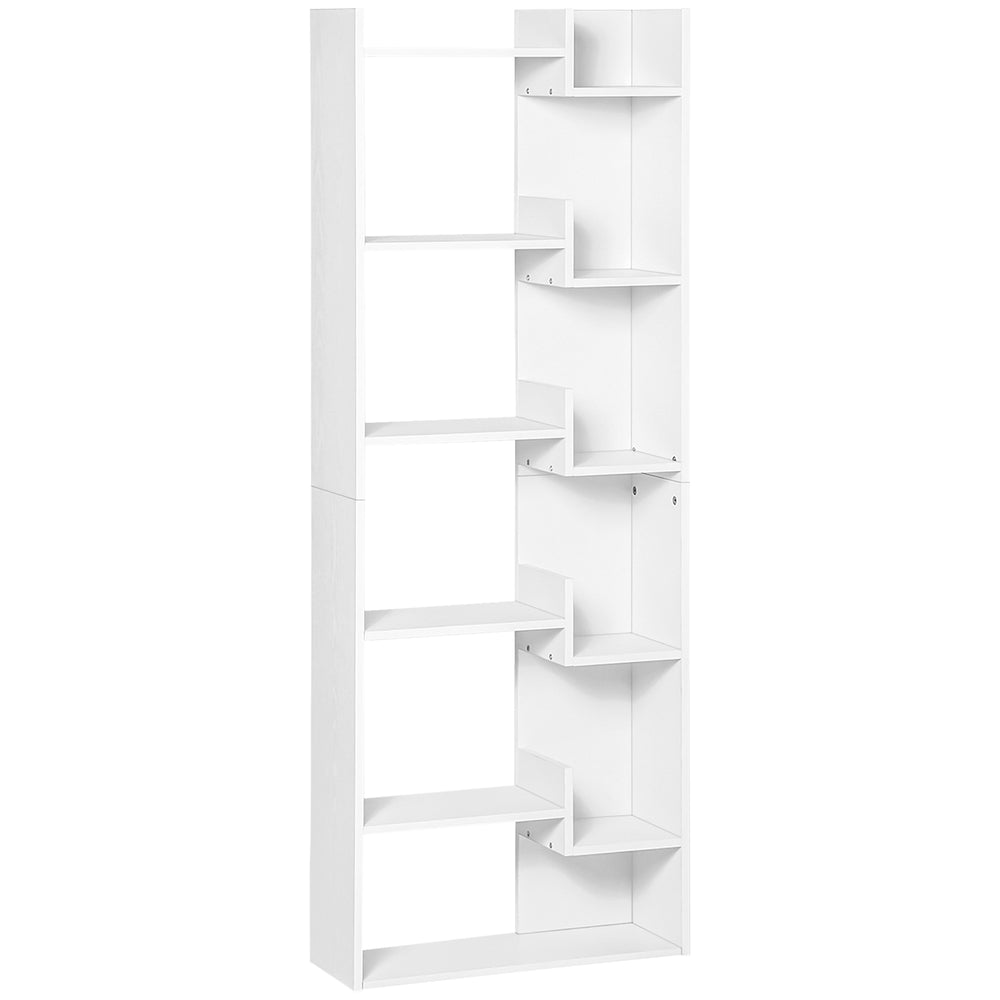 Bibliothèque haute à 6 niveaux, étagère de rangement moderne, blanc