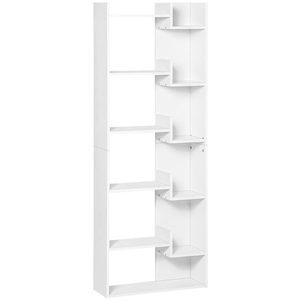 Bibliothèque haute à 6 niveaux, étagère de rangement moderne, blanc