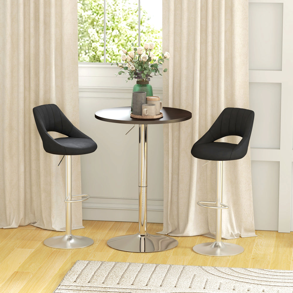 Table de bar haute avec plateau pivotant, noyer