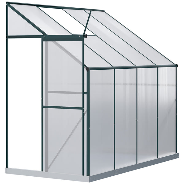 Aluminium and polycarbonate garden greenhouse with roof ventilation