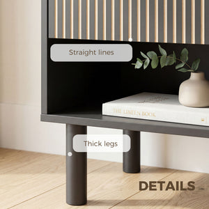 Table de chevet avec tiroir et tablette ouverte – Noir