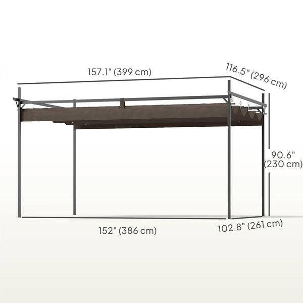 10 x 10 retractable pergola UPF 30+, brown