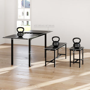 Ensemble de salle à manger pour 4 à 6 personnes, avec 2 bancs et 2 tabourets, pour petits espaces, noir
