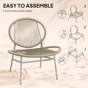 Ensemble bistrot en rotin, ensemble de 3 meubles de jardin, gris clair