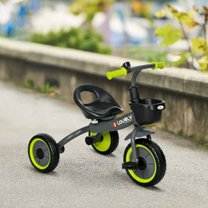 Tricycle for Girls and Boys 2-5 Years Old, Toddler Bike with Adjustable Seat, Basket, Bell, Black
