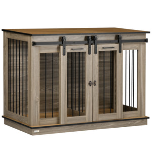 Meuble cage avec panneau de séparation, chêne