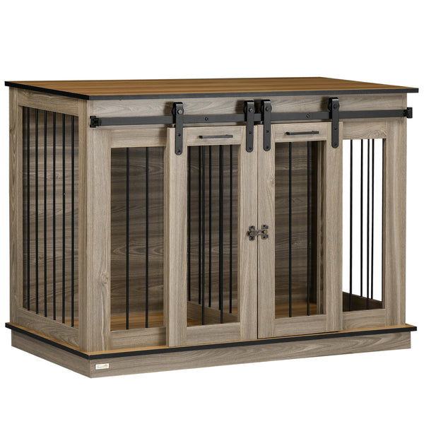 Meuble cage avec panneau de séparation, chêne
