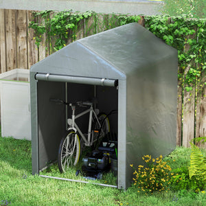 Portable garden shed with roll-up door