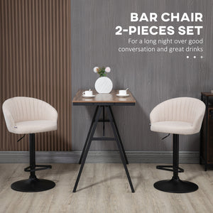 Bar Stools Set of 2, Swivel Counter Height Barstools with Back, Footrest, Adjustable Height, Beige