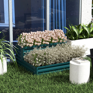 Jardinière surélevée galvanisée à 2 niveaux, verte