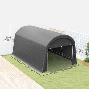 Portable garden shed with roll-up zip door, dark grey