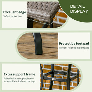 Table basse d'extérieur en résine tressée avec trou pour parasol, gris clair