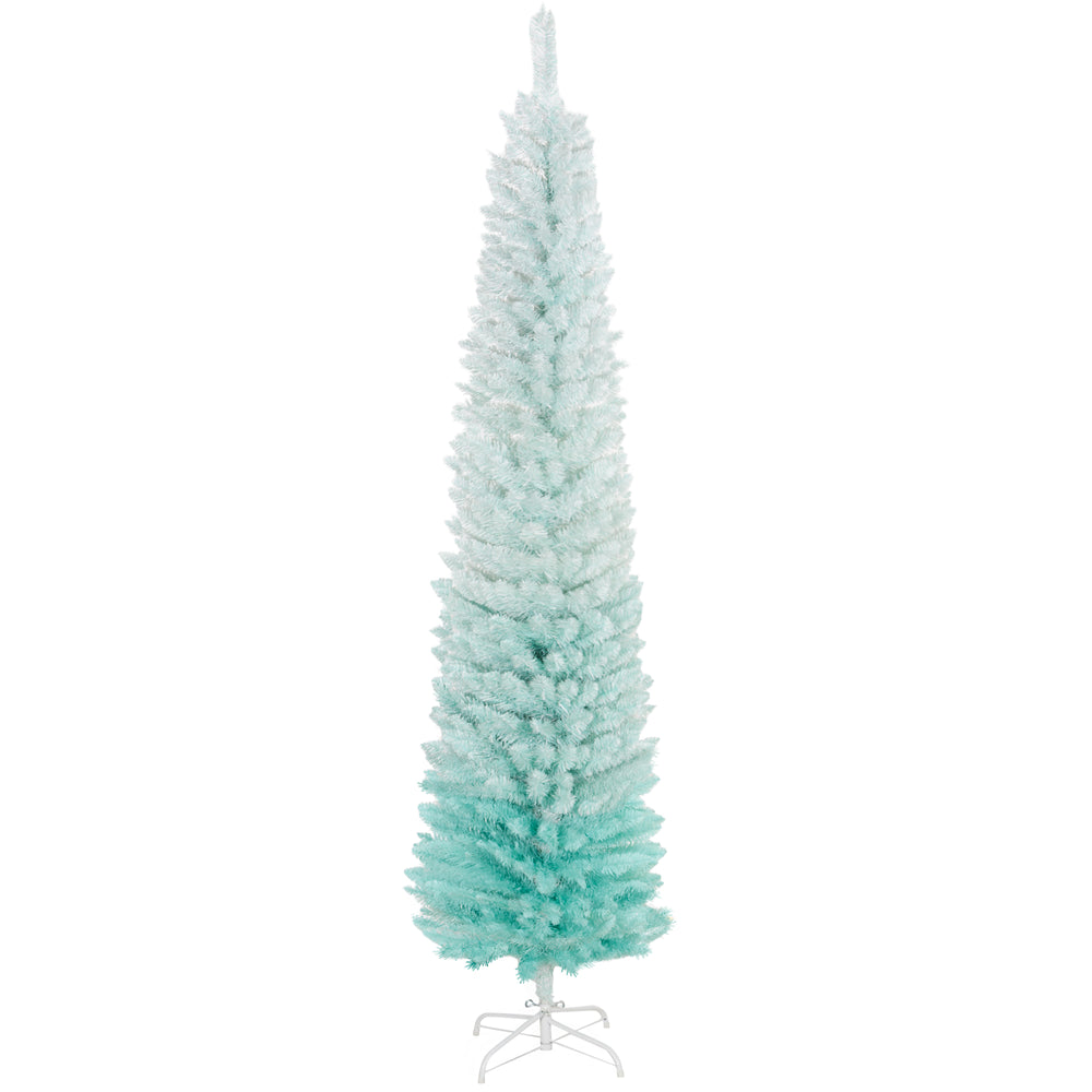 Sapin de Noël artificiel bleu pâle mince de 7 pied