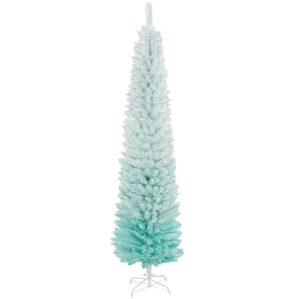 Sapin de Noël artificiel bleu pâle mince de 7 pied