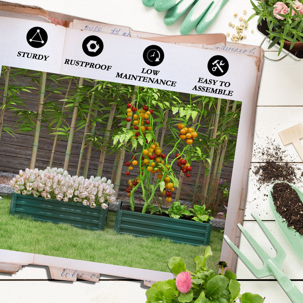 Lot de 2 jardinières surélevées galvanisées, vertes