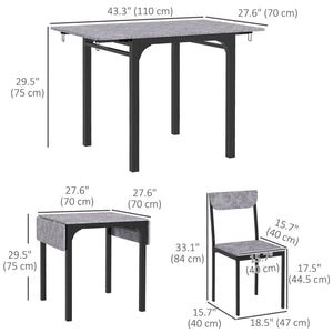 Ensemble pliantes table et chaises pour 2 personnes, gris