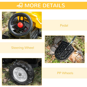 Pedal Tractor for 3 Year Olds with Hand Operated Bucket, Yellow