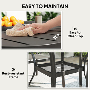 5 Piece Outdoor Dining Set with Round Table and 4 Stackable Chairs, for Backyard, Lawn, Deck, Balcony, Pool Side