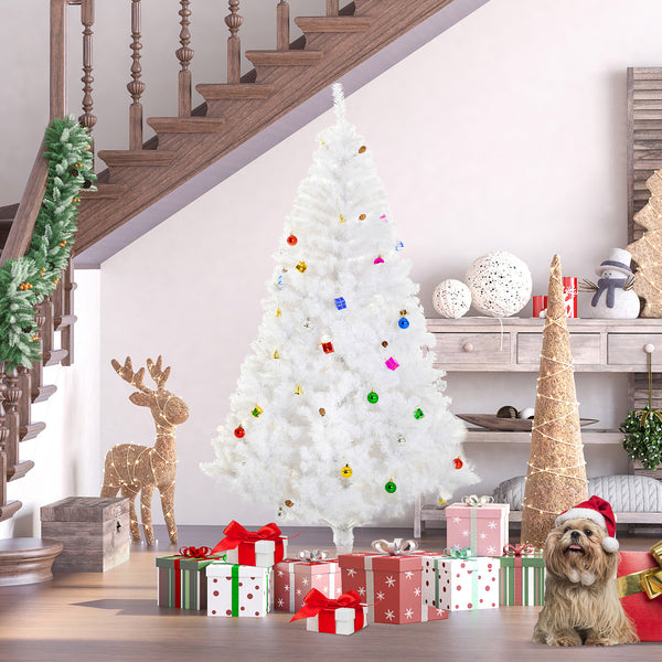 Sapin de Noël artificiel blanc de 6 pieds avec ornement