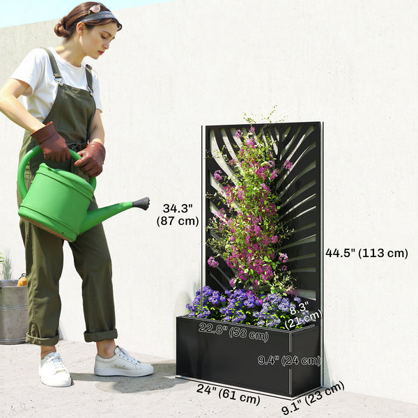 Jardinière métallique avec treillis pour plantes grimpantes