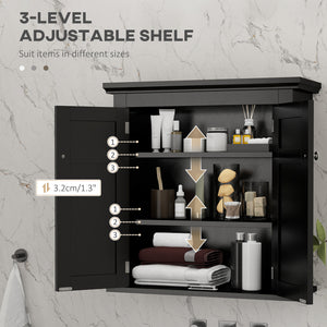 Armoire de salle de bain avec étagères réglable, noir