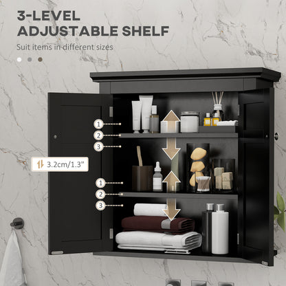Armoire de salle de bain avec étagères réglable, noir