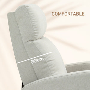 Fauteuil inclinable manuel en tissu inclinable simple avec assise rembourrée pour salon, blanc crème
