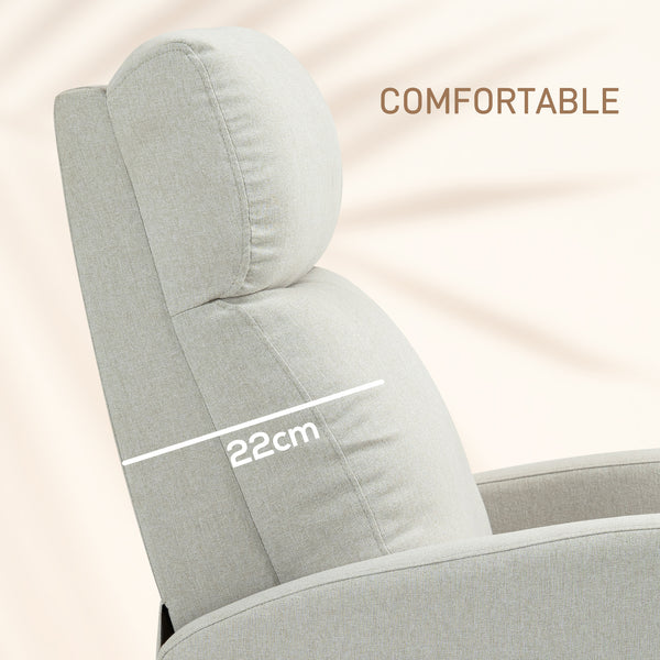 Fauteuil inclinable manuel en tissu inclinable simple avec assise rembourrée pour salon, blanc crème
