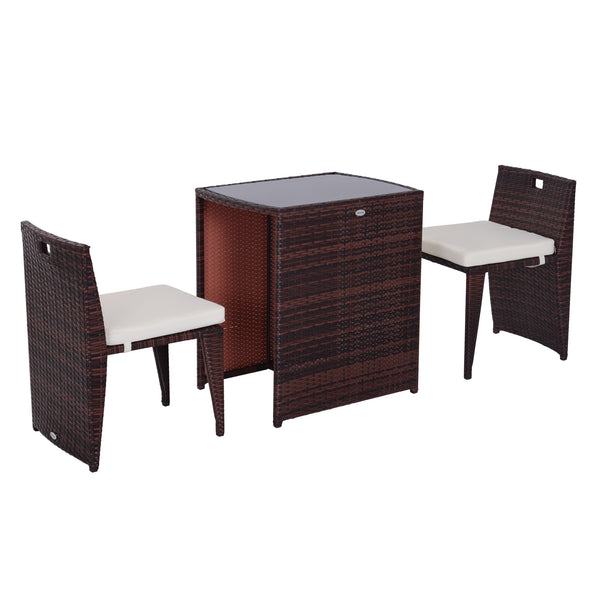 Ensemble de salle à manger d'extérieur 3 pièces en résine tressée