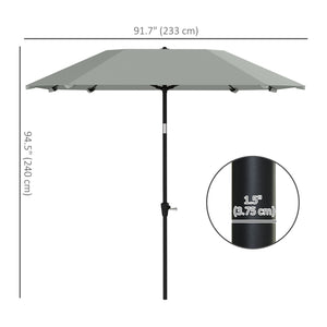 Parasol de 7,6 pieds avec manivelle et bouton d'inclinaison, gris clair