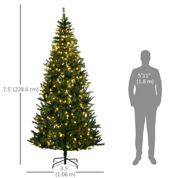 Sapin de Noël artificiel pré-éclairé de 7,5 pieds avec lumière LED blanc chaud
