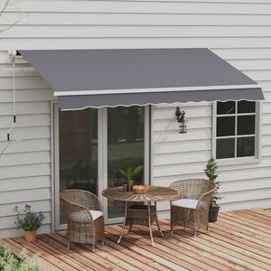 Store extérieur rétractable manuel 12' x 10', réglable et polyvalent, gris foncé