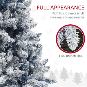 Sapin de Noël artificiel bleu givré de 7 pieds