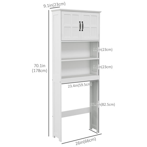 Meuble de rangement moderne avec étagères ouvertes et armoire à double porte, blanc