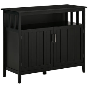 Buffet avec 2 portes et étagères réglables pour cuisine et salle à manger, noir