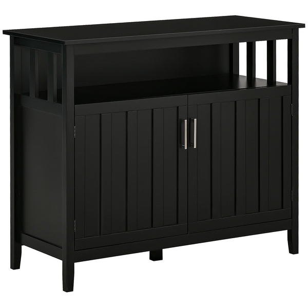Buffet avec 2 portes et étagères réglables pour cuisine et salle à manger, noir