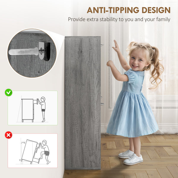 Meuble à chaussures avec 4 tiroirs rabattables, pouvant contenir 12 paires de chaussures, gris